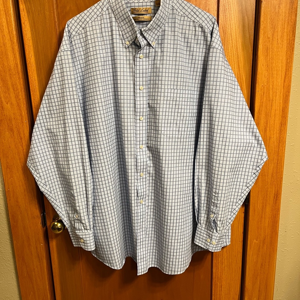 Roundtree & Yorke Gold Label Blue Plaid Shirt